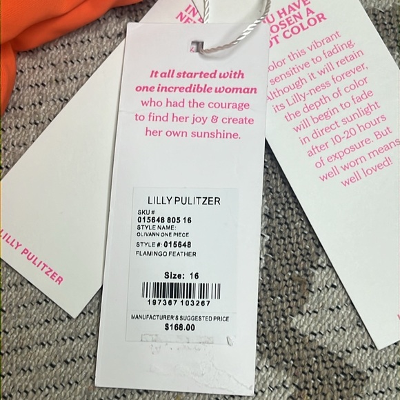 Lilly Pulitzer Olivann One-Piece Orange Swimsuit, size 16 - Picture 4 of 16